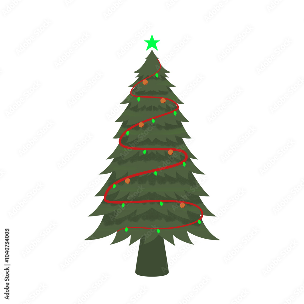 Fototapeta premium Christmas tree with star ornaments and Christmas light decorations, Christmas lanterns.
