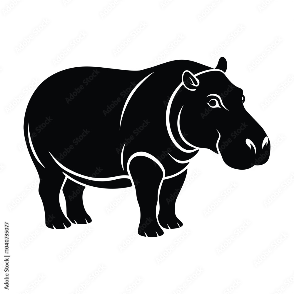 Obraz premium Hippopotamus silhouette vector