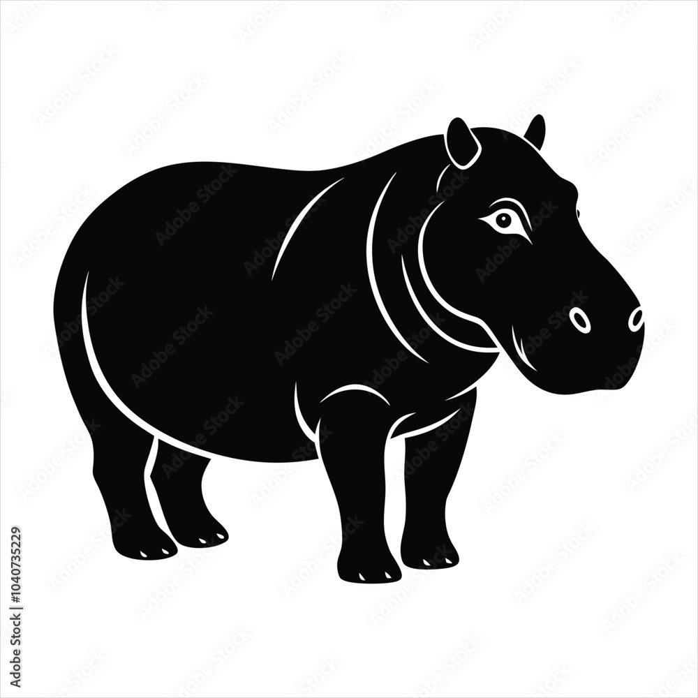 Fototapeta premium Hippopotamus silhouette vector