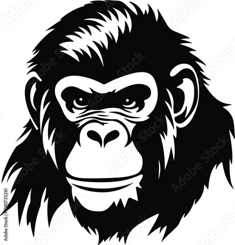 Black silhouette of orangutan head
