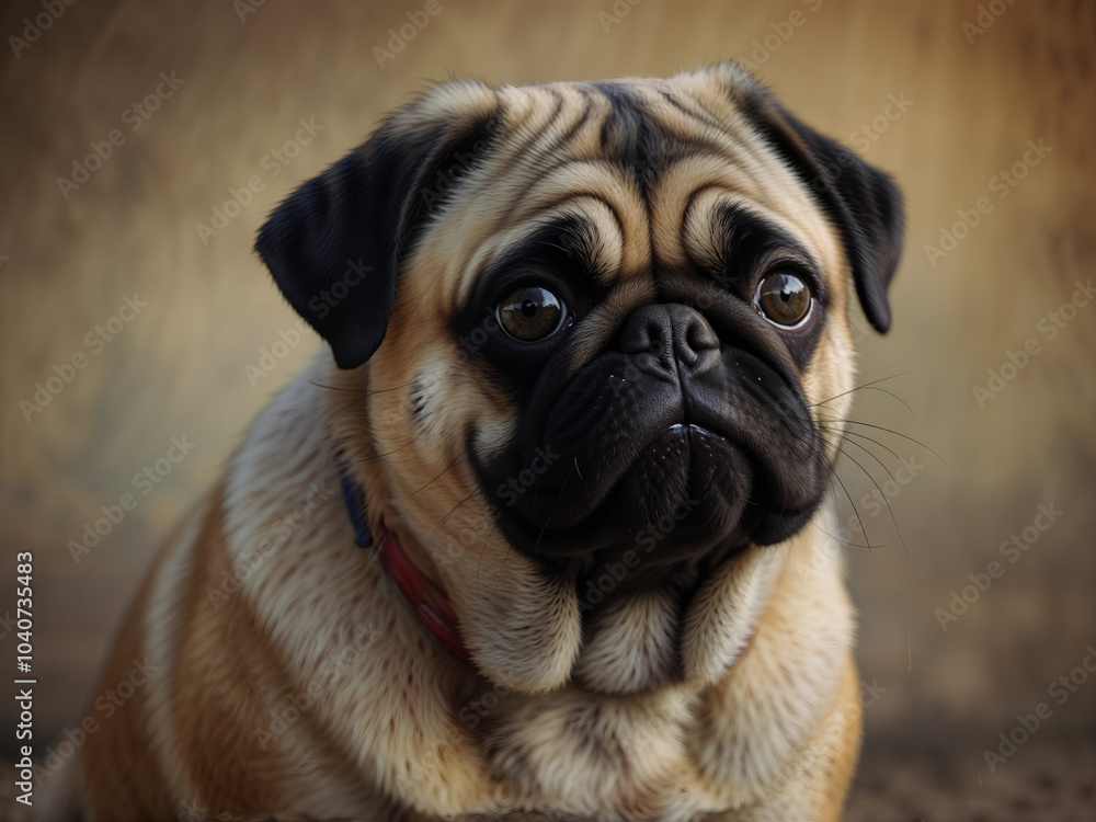 Illustration of a beautiful beige colored loving and cute pug dog Illustration of a beautiful beige colored loving and cute pug dog