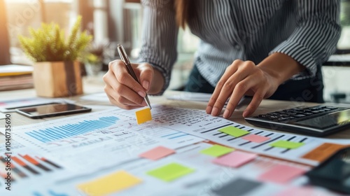 Businesswoman Analyzing Financial Data