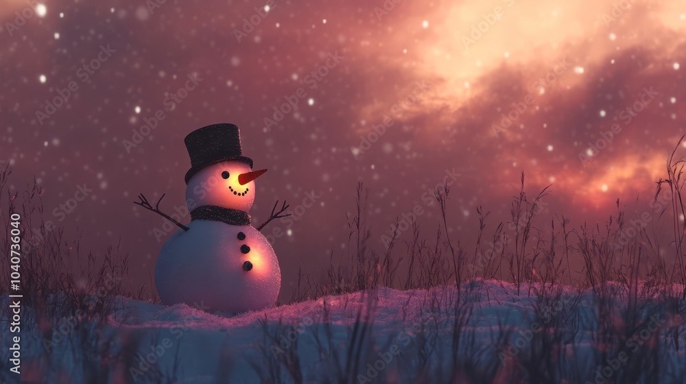 Fototapeta premium vector art christmas background with snowman