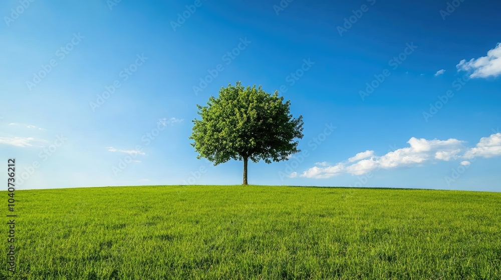 Lush green meadow under clear blue sky Lush green meadow under clear blue sky