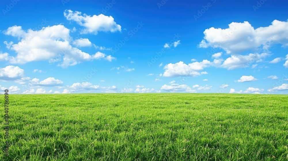 Lush green meadow under clear blue sky Lush green meadow under clear blue sky