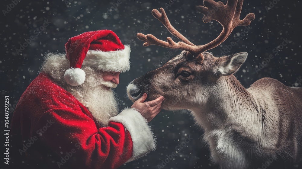 close-up santa claus with deer close-up santa claus with deer