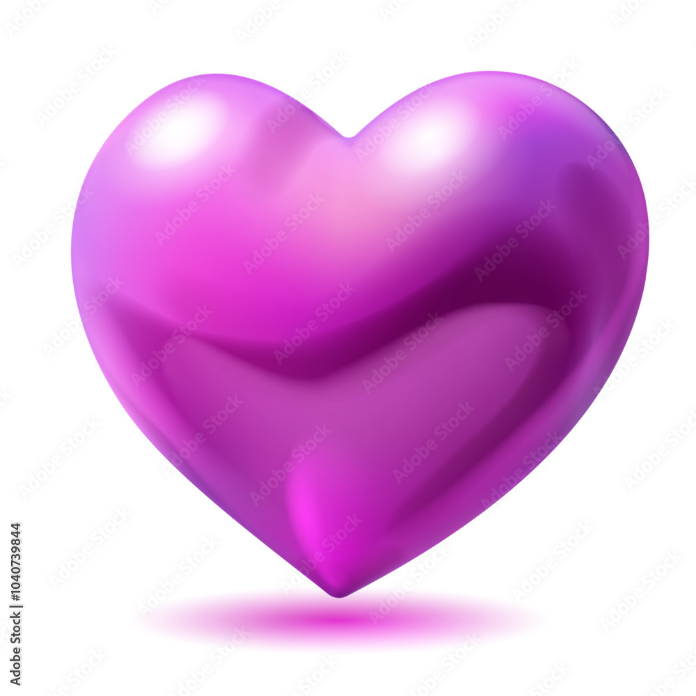 Large beautiful purple heart with glares and soft shadow, isolated on white background Large beautiful purple heart with glares and soft shadow, isolated on white background