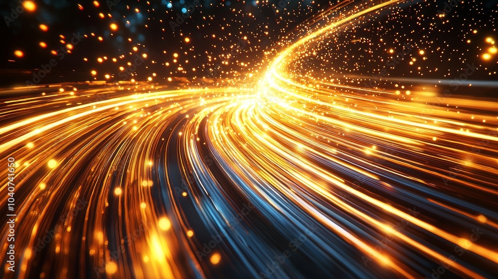 Abstract gold light trails in close-up, motion blur effect with a glowing, radiant aura and futuristic vibes Abstract gold light trails in close-up, motion blur effect with a glowing, radiant aura and futuristic vibes