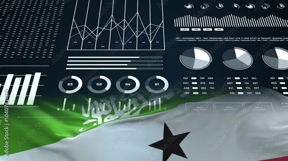 Somaliland flag - Waving flag on report analytics data statement Somaliland flag - Waving flag on report analytics data statement