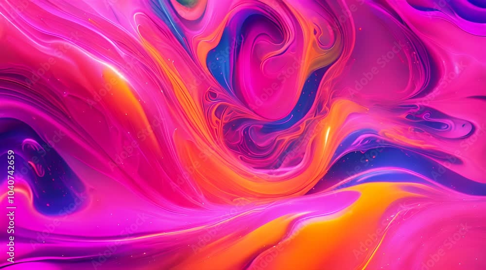 A swirling, colorful liquid on an abstract background with vibrant splashes of neon pink, electric blue, and sunny yellow A swirling, colorful liquid on an abstract background with vibrant splashes of neon pink, electric blue, and sunny yellow