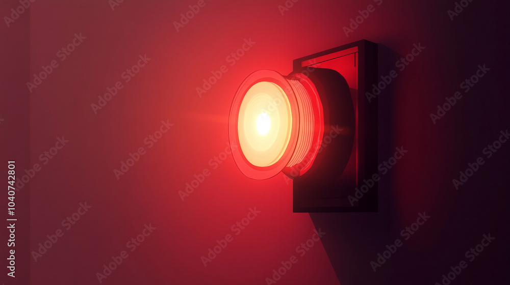 Glowing Red Warning Light Emergency Alert Glowing Red Warning Light Emergency Alert