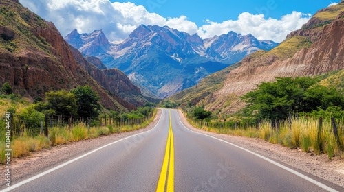 Scenic Mountain Road with Lush Green Surroundings