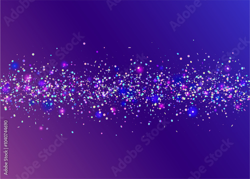 Unicorn Confetti. Modern Ribbon. Blue Laser Paper. Rainbow Sparkle. 3d Concept. Festive Background. Digital Banner. Glare Colourful Backdrop. Pink Unicorn Confetti