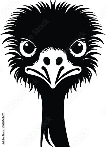 Black silhouette of ostrich head