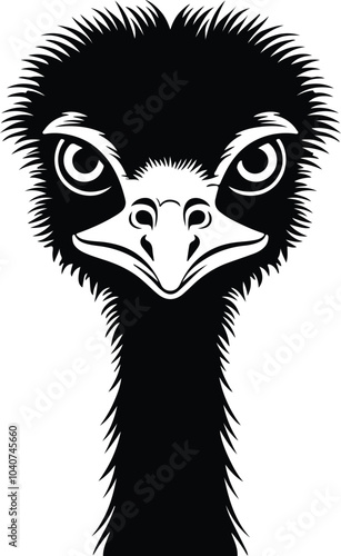 Black silhouette of ostrich head