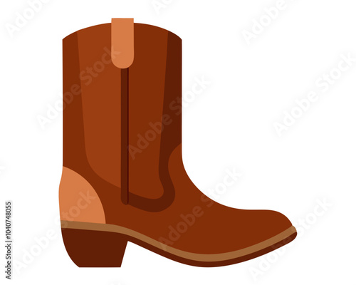 A brown ladies coyboy western boot isolated on a white background 