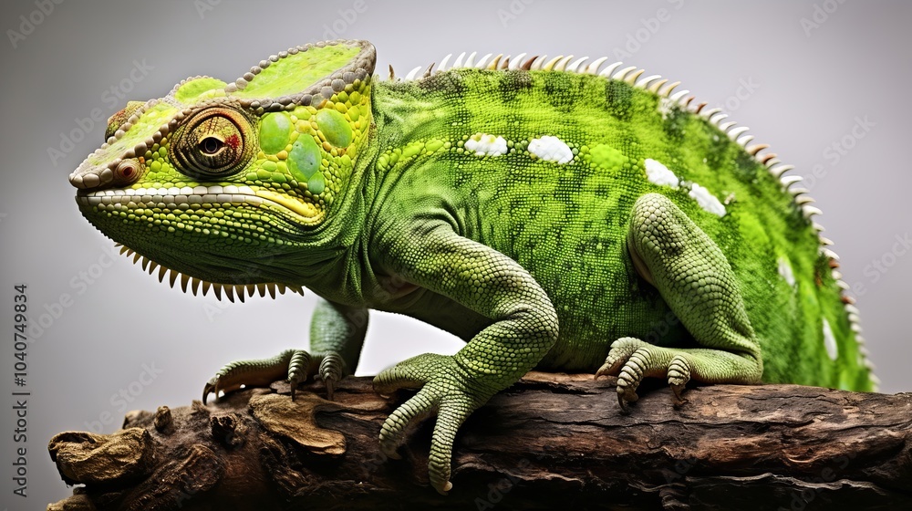 A vibrant green lizard basking on a branch in a lush forest during daylight hours A vibrant green lizard basking on a branch in a lush forest during daylight hours