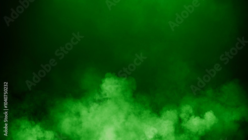 Abstract green fire smoke misty fog on isolated black background. Texture overlays. Design element.