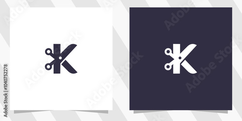 letter k with scissors logo design