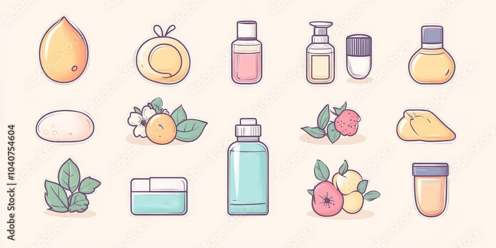 Skin care icon set. Skin care, moisturizing, Korean cosmetics, delicate skin. Skin healing cocnept. Skin healing icons. Skin care icon set. Skin care, moisturizing, Korean cosmetics, delicate skin. Skin healing cocnept. Skin healing icons.