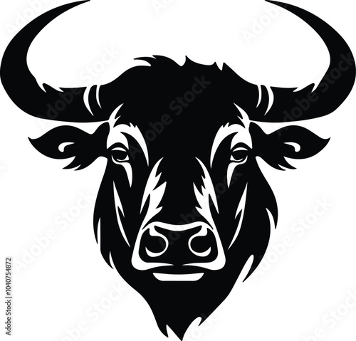 Black silhouette of ox head