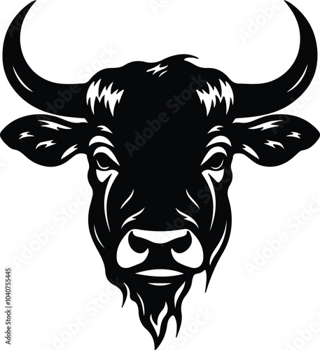 Black silhouette of ox head