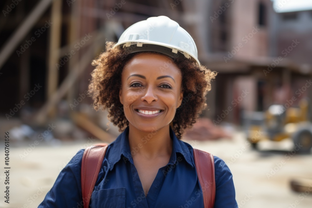 Smiling portrait of a middle aged businesswoman on construction site Smiling portrait of a middle aged businesswoman on construction site