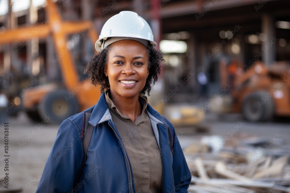Smiling portrait of a middle aged businesswoman on construction site Smiling portrait of a middle aged businesswoman on construction site