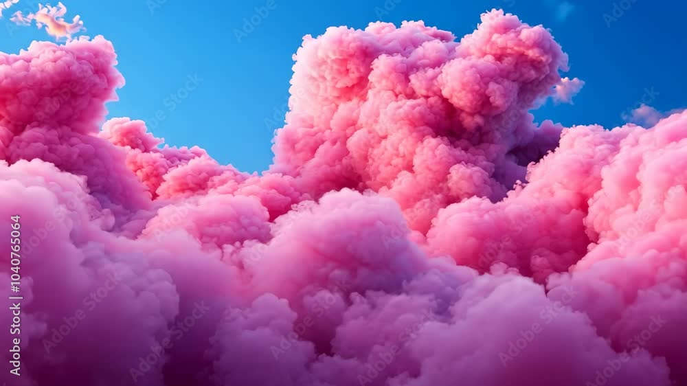 Pink Smoke Clouds Against Blue Sky. Pink Smoke Clouds Against Blue Sky.
