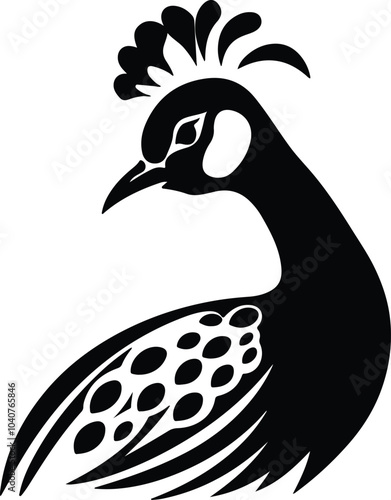 Black silhouette of peafowl head