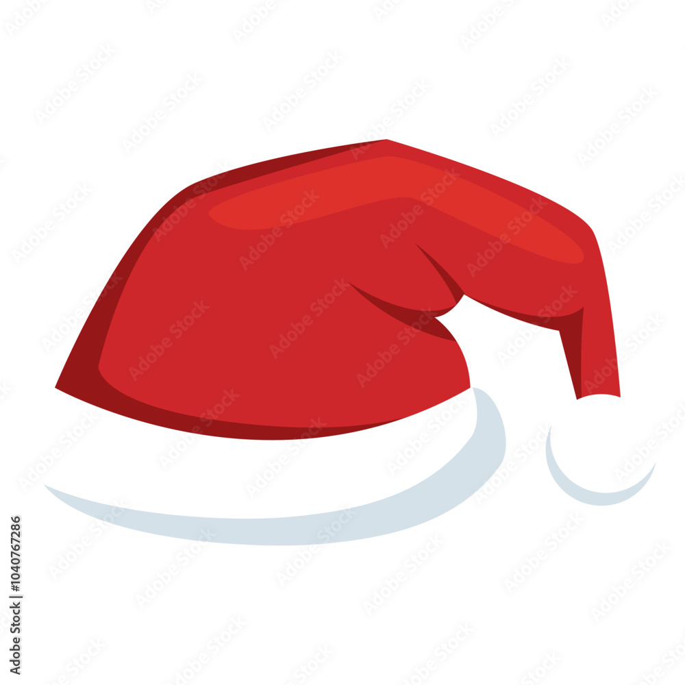Vector image of a Christmas hat icon with a white background Vector image of a Christmas hat icon with a white background