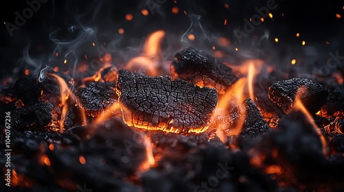 Charcoal for Barbecue with Hot Flames