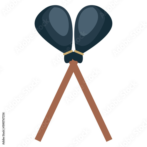 Vector illustration of traditional Spanish castanets with wooden handles used in flamenco music and folk dance performances