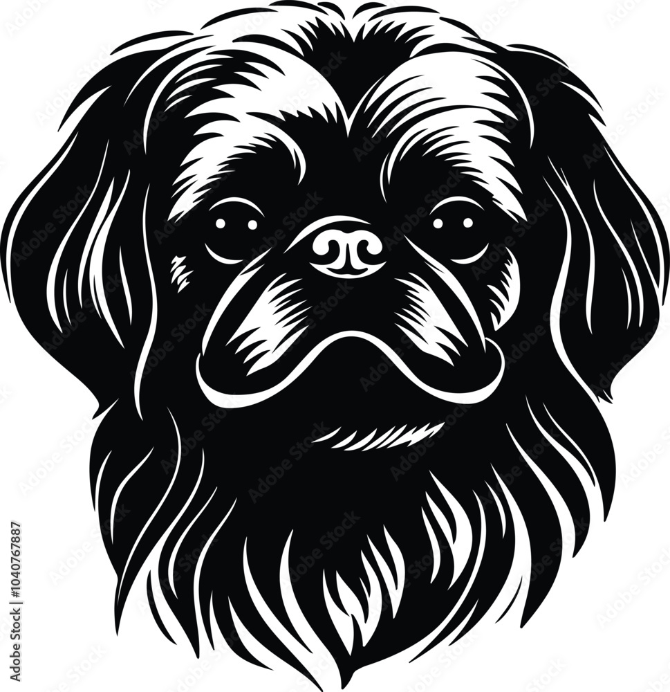 Fototapeta premium Black silhouette of pekingese head