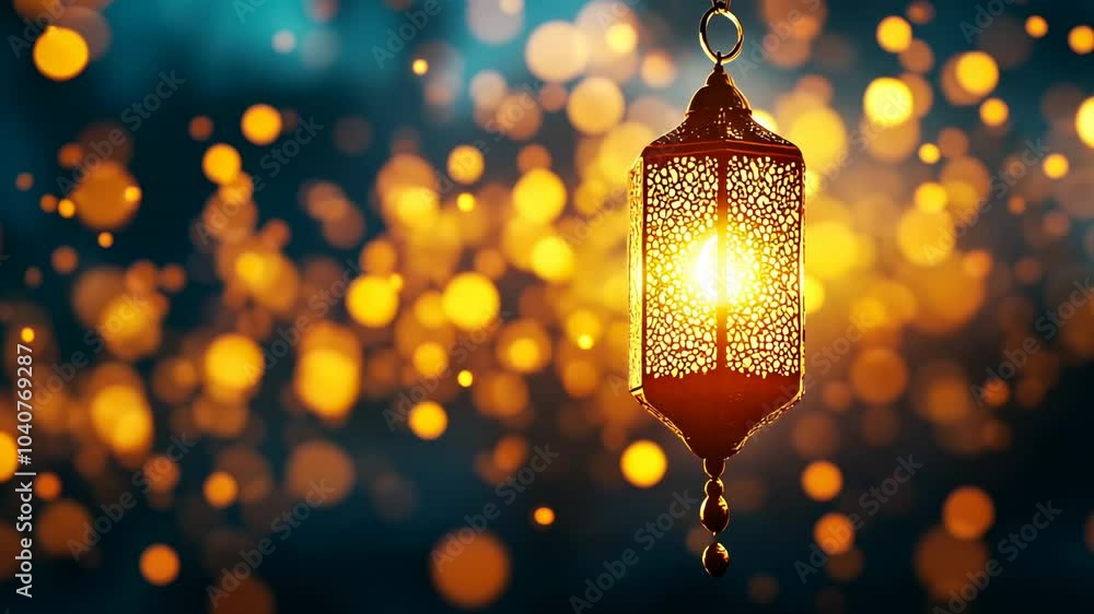 Ornate Lantern with Bokeh Lights. Ornate Lantern with Bokeh Lights.
