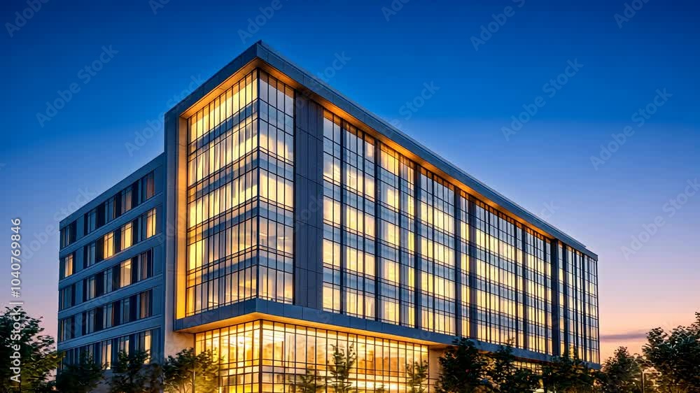 Modern Office Building at Dusk. Modern Office Building at Dusk.