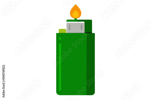  Green lighter isolated on white background 