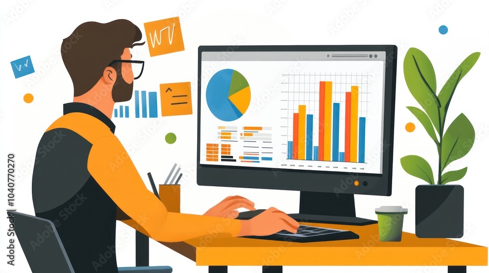 Man Analyzing Data on Computer Man Analyzing Data on Computer