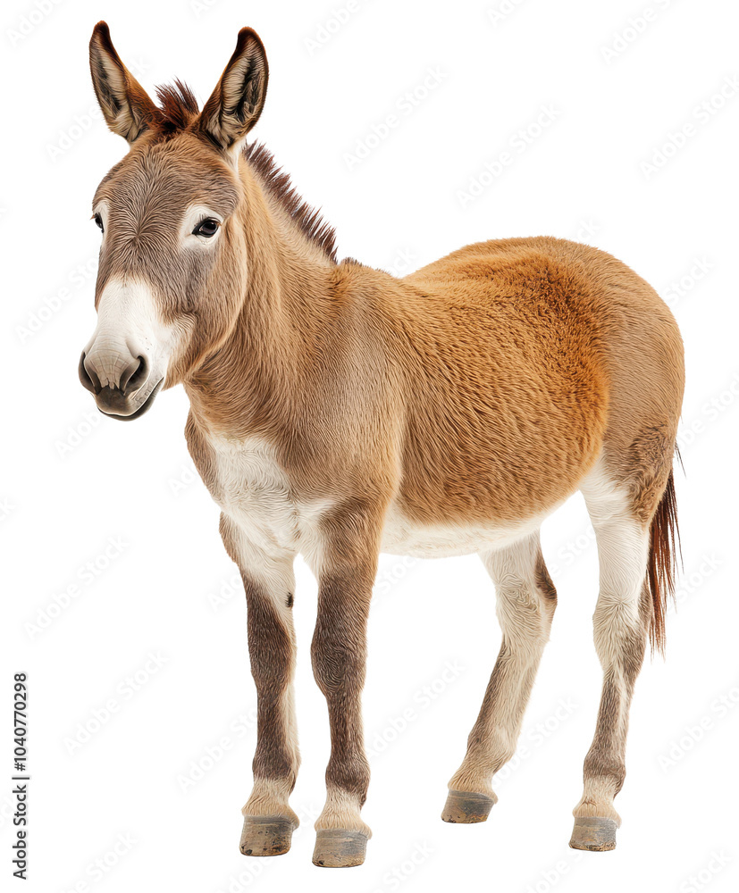 Close-up of a brown donkey isolated on a transparent background Close-up of a brown donkey isolated on a transparent background