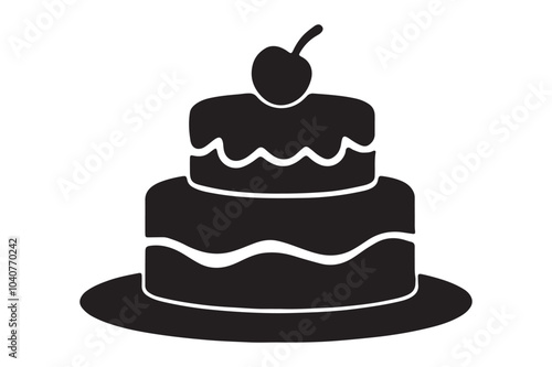 Cake icon. Birthday Cake illustration doodle sketch isolated on a white background