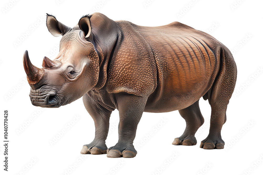 Fototapeta premium Detailed illustration of an Indian rhinoceros isolated, transparent background