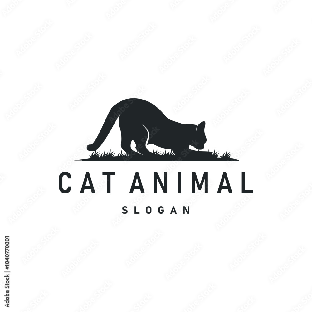 simple black silhouette design pet cat logo animal care template illustration simple black silhouette design pet cat logo animal care template illustration