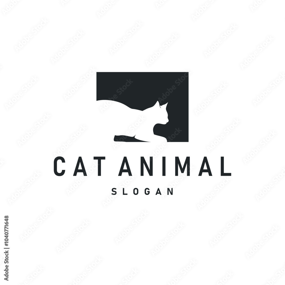 simple black silhouette design pet cat logo animal care template illustration simple black silhouette design pet cat logo animal care template illustration