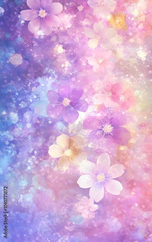 cute phone wallpaper with tiny flowers in pastel colors with low saturation in a doodle or watercolor style