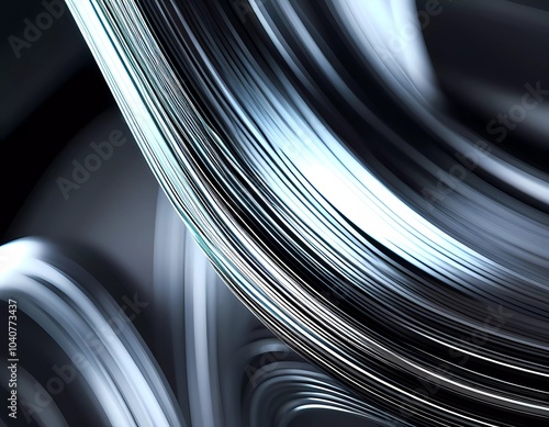 Arrangement of smooth gray lines gracefully intertwines against a soft abstract bokeh background, adding depth and allure. Composition invites the viewer to explore its fluid design. Generative AI
