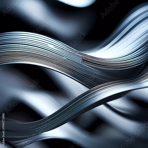 Arrangement of smooth gray lines gracefully intertwines against a soft abstract bokeh background, adding depth and allure. Composition invites the viewer to explore its fluid design. Generative AI