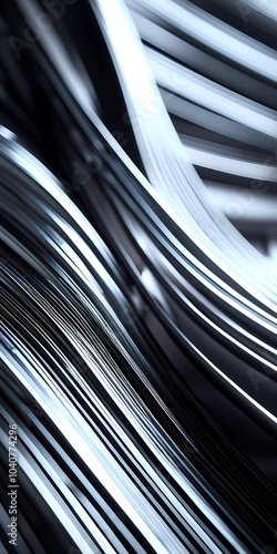 Arrangement of smooth gray lines gracefully intertwines against a soft abstract bokeh background, adding depth and allure. Composition invites the viewer to explore its fluid design. Generative AI