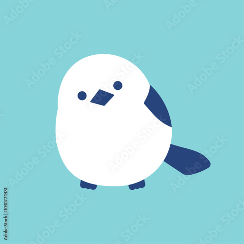 シマエナガのイラスト ベクター 冬の鳥 小鳥 かわいい 
