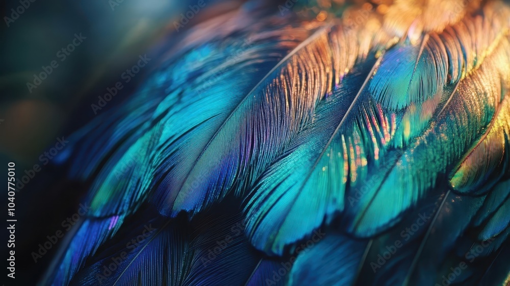 Obraz premium Close-Up of Iridescent Peacock Feathers