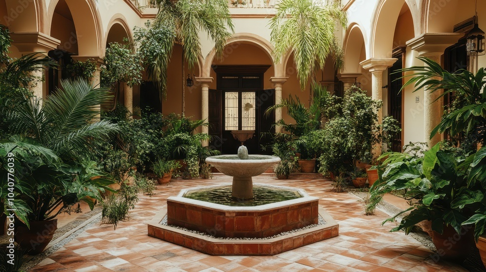 Naklejka premium Serene Mediterranean Villa with Terracotta Details